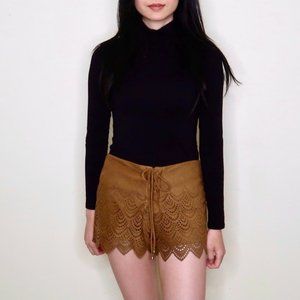 SAYLOR Brown Faux Suede Shorts